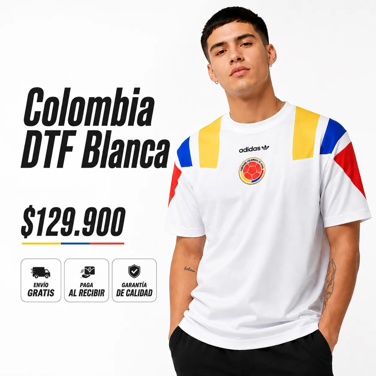 CAMISETA BLANCA COLOMBIA DTF