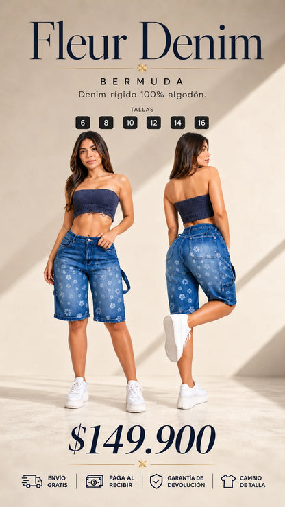 Bermuda Fleur Denim