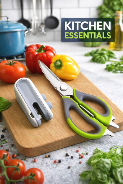 Tijera multiusos + mini sellador y cortador de bolsas